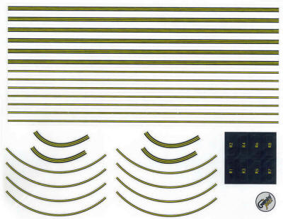 Per the instructions on the website, and for those serious about accuracy, when joining the 2-piece airport mat (GJAPS006) and the 3-piece expansion mat (GJAPS005), this decal sheet allows you to convert striped and solid demarcation lines to the proper format - Extra striping to customize the mat - Hard-stand parking stripes and parking location numbers that can be placed wherever the customer chooses.