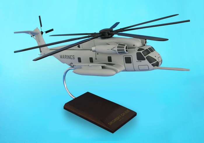 USMC - CH-53E Super Sea Stallion Helicopter - 1/48 Scale Mahogany Model - C2248H3W