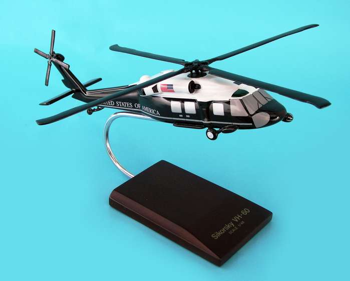 USMC - Presidential One Helio - Sikorsky VH-3D Seaking Marine One Helicopter - 1/48 Scale Mahogany Model - C2448H3W