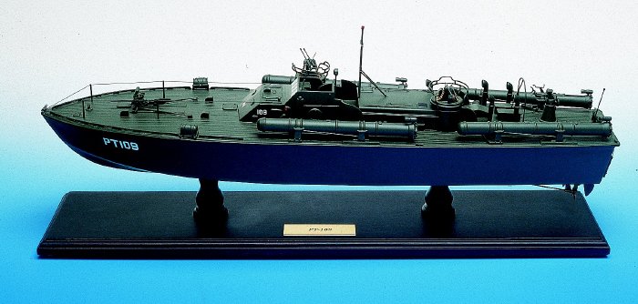 USN - President John F. Kennedy - PT-109 Patrol Torpedo Boat Model - 1/40 Scale Mahogany Boat Model