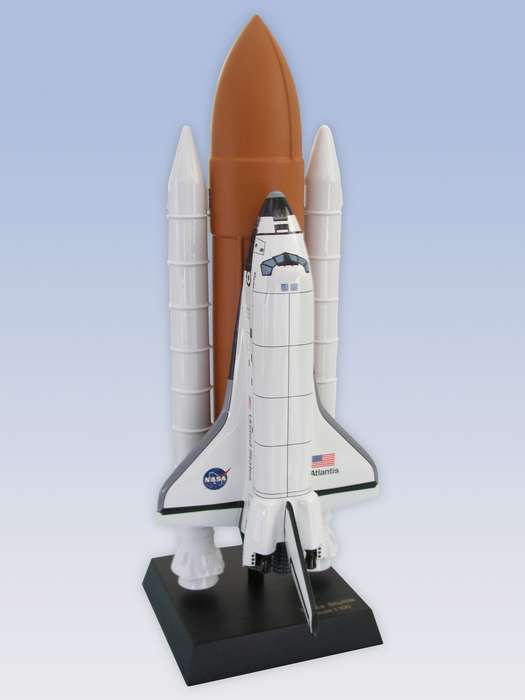 NASA - Space Shuttle Atlantis with Full Stack - 1/100 Scale Mahogany Model