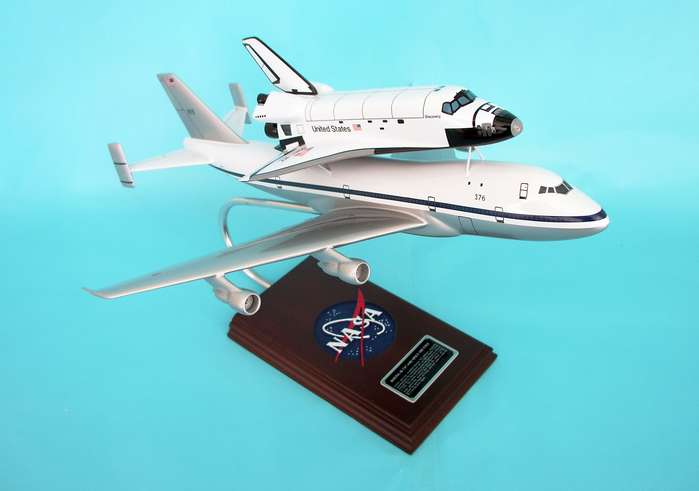 NASA - Boeing 747 with Space Shuttle Discovery Piggyback - 1/144 Scale Mahogany Model