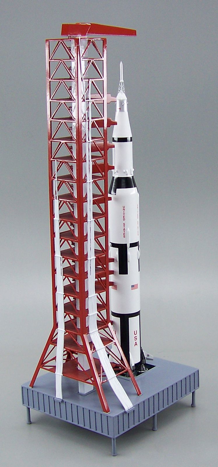 Nasa Apollo Saturn V Rocket On Tower Launch Pad Scale