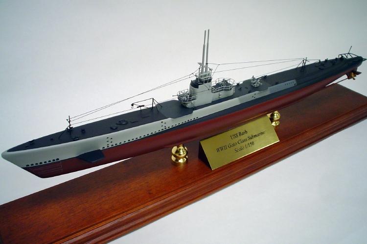 WWII - USN - Gato Class Submarine - USS Barb - 1/150 Scale Mahogany Model - SCMCS009W