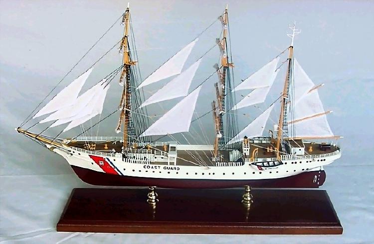 Click image for a larger view! - USCG Barque Eagle US Coast Guard - Custom Mahogany Ship Models