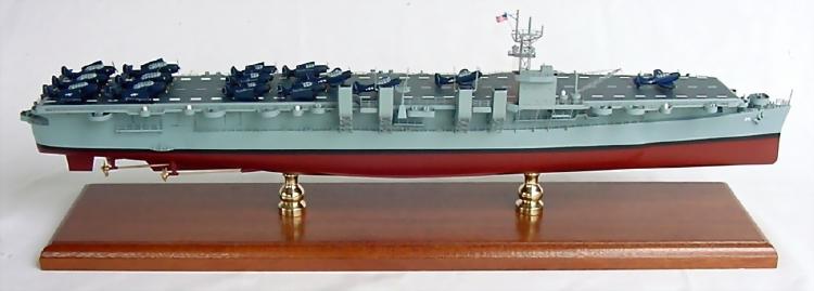 Click image for a larger view! - USS Cowpens CVL-25 Aircraft Carrier Model 1/350 - Custom Mahogany Ship Model