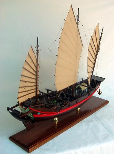 Click image for a larger view! - Chinese Pirate Junk Vessel - Custom Mahogany Pirate Ship Model