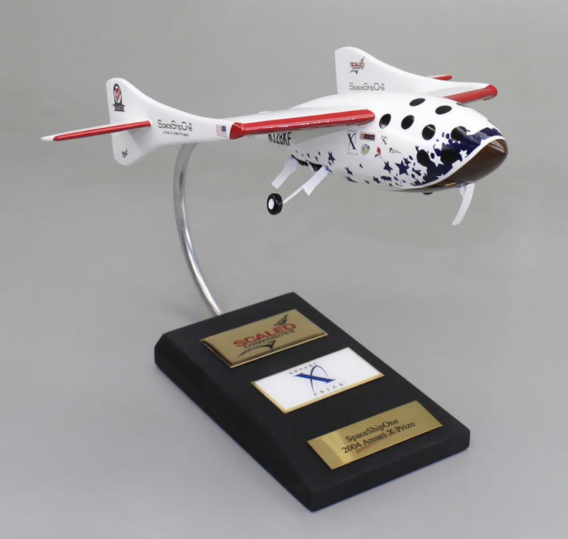 SpaceShipOne with Landing Gear Down - 1/32 Scale Large Mahogany Model